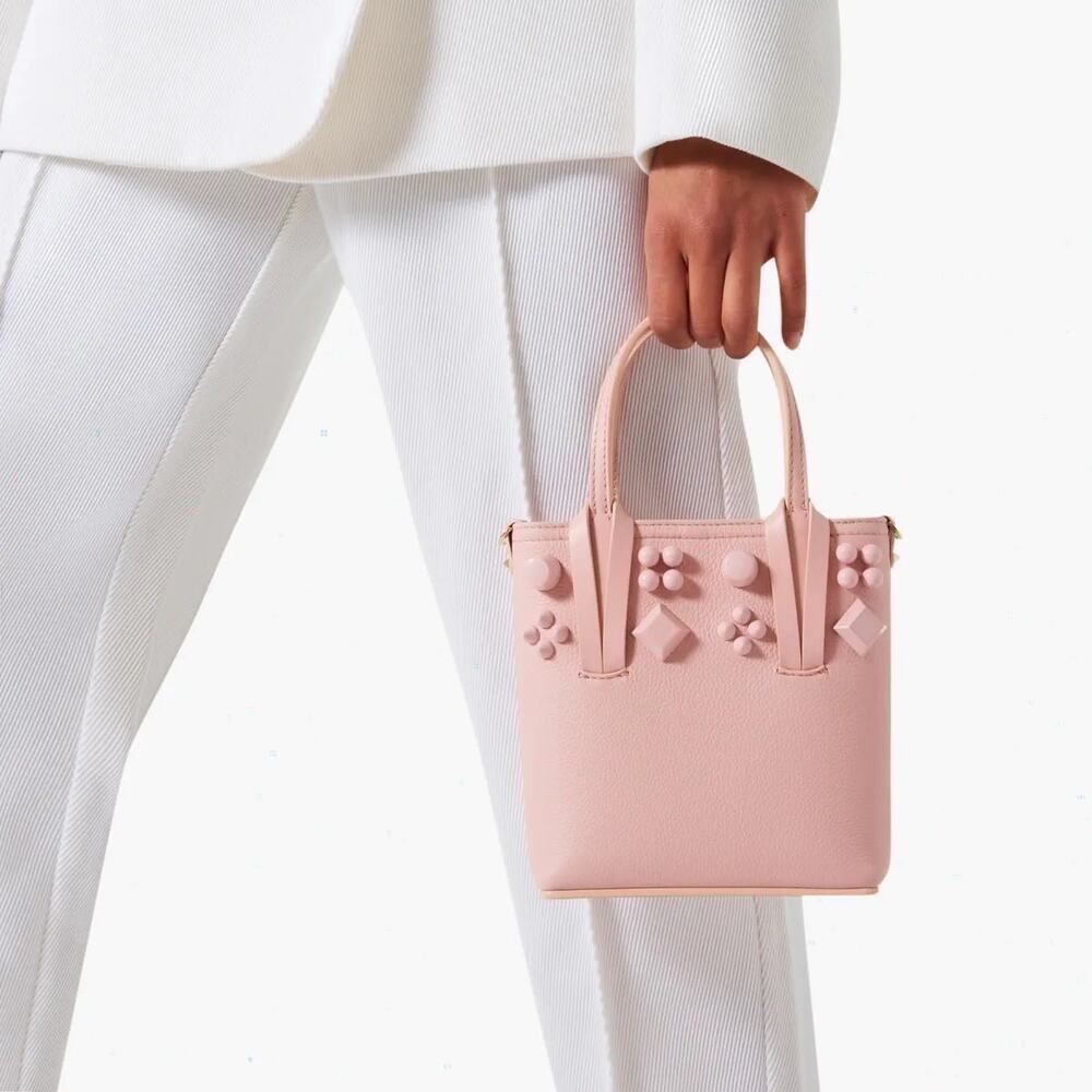 CHRISTIAN LOUBOUTIN Pink Leather Cabata Mini Tote Crossbody Bag - Picture 4 of 8